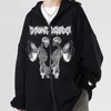 Moletons masculinos moletons suéter masculino Sweater Sweater Skull Print Zip Sweater Gothic Fleece Men e Women's Autumn and Winter Oversize Hoodie Sports 220905