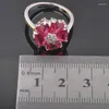 Orecchini di collana set scintillante zirconia rosa rosa zircona ad anello di colore argento da sposa feste di gioielli qz0542