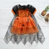 Moda Kids Girl's Dresses Witch Lace Princess Dress Dress Halloween Pumpkin Fantas Dress Spider Spider Galze Roupfits 20220905 E3