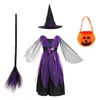 Occasions spéciales Enfants Filles Sorcière Robe De Soirée Sac De Bonbons Leggings Chapeau Balai Vêtements Ensembles Cosplay Enfants Carnaval Halloween Costume 220830