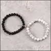 Charm Bracelets Lover Chic Magnet Friendship Bracelets For Couples 8Mm Pink White Black Stone Stretchy Rope Beaded Bracelet Statement Dh7Gb