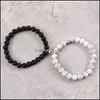 Bracelets de charme Amant Chic Aimant Bracelets D'amitié Pour Les Couples 8Mm Rose Blanc Noir Pierre Extensible Corde Perlée Bracelet Déclaration Dh7Gb