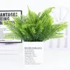 장식용 꽃 1pc 인공 페르시아 행 잔디 녹색 잎 식물 결혼식 배경 장식 정원 가짜 시뮬레이션 홈 용품