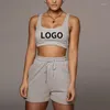 Survêtements pour femmes DIY Votre comme Po ou Logo Femmes Sports Gilet Crop Top et Shorts 2 pièces Ensemble Jogging Leggings Survêtement pour tenues