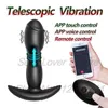 Articoli di bellezza Dildo anale Vibratore Telescopico Massaggiatore prostatico maschile Stimolazione del punto G App Touch Control Butt Plug Ano Giocattoli sexy Per uomo Donna