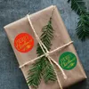 Cadeau cadeau 500pcs / rouleau étiquettes adhésives rondes autocollants papier kraft merci accessoires de bureau de Noël