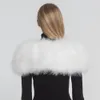 Kvinnor Real Ostrich Feather Fur Shaw Shawl Wraps Brud Wedding Party Cape Dinner