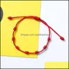 Pulseras con dijes 7 nudos Pulsera de hilo rojo Protección Buena suerte Amet para el éxito Prosperidad Pulseras de cuerda hechas a mano Luc Dhseller2010 Dhvrg