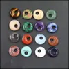 Charms 18mm diverse Natural Stone Crystal Gogo Donut Charms Rose Quartz Pendants Safety Button Pärlor för smycken Making DHSeller2010 DHA7L