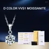 Wisiorki D Color VVS1 MOISSANITE Naszyjnik 925 SREBRIN SREBRORY 2 CT COUND GRILL DIONDS Solitaire Pendant for Women Jewelry