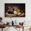 Mur Art cuisine toile peinture raisin vin et fromage Cuadros scandinave affiches et impressions nourriture photo salon