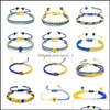 Braccialetti con ciondoli Fascino Giallo Blu Ucraina Braccialetti per donna Uomo Fatto a mano Bandiera ucraina Colore Bracciale con cordino intrecciato Nuovo design Colpo di stato Dh329