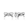 Rose Gold Sparkling Bow Stud ￶rh￤ngen S￶ta kvinnor 925 Sterling Silver Party Jewelry for Pandora CZ Diamond Girlfriend Gift Earring Set med originall￥da