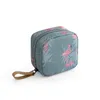 5pcs Cosmetic Bags Women Polyester Cactus Prints Waterproof Protable Square Solid Lipstick Storage Bag Mix Color