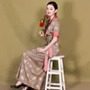 Traditionell Tibet Costume Asia Tibetan klänning Etniska kläder Kort ärm Summer Kvinnor Lång klänning Elegent Lady Silk Blend Robe