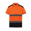 Men's Polos Reflective Shirts With Buttons Front High Visibility Safety Short Sleeve Shirt Navy Bottom