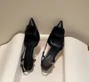 2022 여성 포인트 샌들 금속 버튼 정품 가죽 6cm 8cm 10cm 얇은 하이힐 여성 웨딩 신발 큰 크기 44