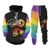 Men's Tracksuits Men's Fashion Ins Style Printed Hoodies And Long Pants 2 Piece Sportswear Sets Casual Women's Jogging Suit Cool