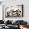 Özet 3D Retro Motosiklet Yağlı Tuval Motor Posterleri ve Baskıları Üzerine Basılı Ev Dekorasyonu için Duvar Sanatı Resim