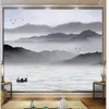 Carta da parati 3d cinese Black White Mountain TV Sfondi Wallpaper Soggiorno Film and Television Wallpaper Mural Tea Room Wallpapers 3D