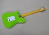 Guitarra eléctrica verde de 6 cuerdas con pastillas SSS, diapasón de arce amarillo, se puede personalizar a petición