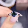 Cluster Rings 1.0 CT Black Multicolor Mosan Diamond Ring VVS1 Clarity Gia Create Women's Engagement Style Luxury Boutique Jewelry