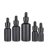 Matte Black Glass Essential Oil Bottles Eye Dropper Bottle with Shiny Anodized Aluminum Cap 5ml 10ml 15ml 30ml 50ml 100ml