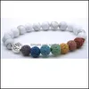 Bracelets de charme Árvore de vida 8mm Sete chakras pulseira lava stone tigre olho lazi lazi bracelets ioga ioga de óleo essencial dh3tu