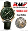 RMF Moonwatch Moonshine Nakręcany Manualnie Chronograf Męski Zegarek 2022 18K Żółte Złoto Zielona Tarcza Rubber 310.63.42.50.10.001 Apollo 11 50th Anniversary Edition Puretime A1