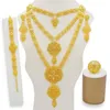Dubai Jewelry Sets Gold Necklace & Earring Set For Women African France Wedding Party 24K Jewelery Ethiopia Bridal Gifts Earrings287P