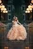 Champagne Ruches Feather Flower Girl -jurken voor bruiloft Princess Pageant -jurken voor fotoshoot tule eerste communiejurk