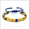 Braccialetti con ciondoli Nodo fortunato Braccialetti con girasoli Bandiera dell'Ucraina Colore Blu Giallo Donna Uomo Fascino Braccialetti intrecciati fatti a mano Intrecciato Adjustab Dhaik