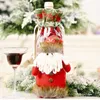 Décorations de Noël bouteille de vin couverture décorative Adorable chapeau de père noël pull sacs pour fête de noël personnalisé