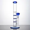 GCC 3: e raka rör trippel beecomb perc glas bongs vattenpipa hårda pyrex glas bongs dab olje riggar färgglada vattenrör blå grön bärnsten med hård 14 mm fogskål