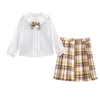 Clothing Sets Japanese Soft Sister JK College Wind Doll Collar Shirt Plaid Pleated Skirt Bust Uniform Suit Female Autumn