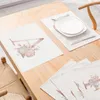 Esteras de mesa letras rosadas patrón de cocina Plaxemat 42x32cm lino de algodón sin deslizamiento