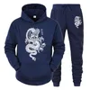 Survêtements pour hommes Hommes Survêtement Set Sweat à capuche Printemps Hiver Dragon Imprimer Casual Sweat-shirt Sportwear Homme Streetwear Hommes Vêtements 220905