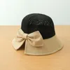 Wide Brim Hats 2023 Bow Sun Hat Cap Floppy Top Summer For Women Beach Panama Straw Dome Bucket Hollow Out Visor Bonnet