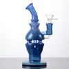 Wholesale Heady Blue Green 14mm Female Joint Hookahs Water Glass Bongs Unique 8 Inch Smoking Pipes Bong Fab Egg Dab Oil Rigs Perc Percolators With Bowl WP2282