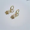 Boucles d'oreilles cerceau marque cercle sans fin géométrie étoile petite avec pendentif métal couleur or Simple boucle d'oreille pour femmes hommes bijoux