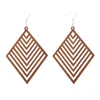 Dangle Earrings SOMESOOR Fashion Engraved African Ethnic Wooden Drop Laser Cutting Carved Natural Wood Jewelry For Women Gifts