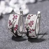 Hoop Ohrringe Vintage Silber Farbmuster Ohrring für Frauen klassisches Mode Sterling Diamond Blumen
