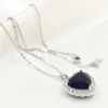 Pendentif Colliers Top vente de haute qualité bijoux de luxe 925 en argent sterling poire coupe bleu 5A CZ chaîne de fête collier pour les femmes