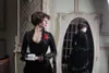 Gotisches viktorianisches schwarzes Hochzeitskleid aus Samt mit langen Ärmeln, Stufenrock, lange Vintage-Brautkleider, Spitzenapplikationen, Korsett, Winter-Bustle-Brautkleider 2022