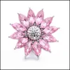 Charms Sier Color Snap Button Women Słoneflower Charms Informacje biżuterii Crystal Rhinestone 18 mm metalowe przyciski snapy