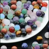 Pendant Necklaces Round Gemstone Pendants Necklace Natural Dangle 14Mm Ball Crystal Charms Healing Chakra Stone Charm Sp Dhseller2010 Dh96Q