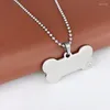 Colares pendentes de aço inoxidável shinestone Id Dog Bone Pet Tag 40x22mm em branco para pingentes de impressão Colar espelho polido 10pcs