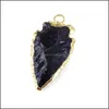 Charms Feuille Flèche Agate Guérison Cristal Pilier Charme Quartz Bleu Jaune Violet Blanc Pierre Semi-Précieuse Pendentif Diy Dhseller2010 Dhyqm