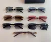 New fashion design sunglasses 0013 rimless square cut lens wooden temples simple and popular style outdoor UV400 protection eyewear