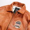 Casual Sports Lychee Pattern Leather Flight Suit Jackets Men European and American Lapel Neck Sheepskin Leather Jacket